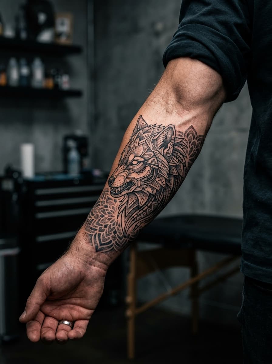 Cyber Wolf Dotwork